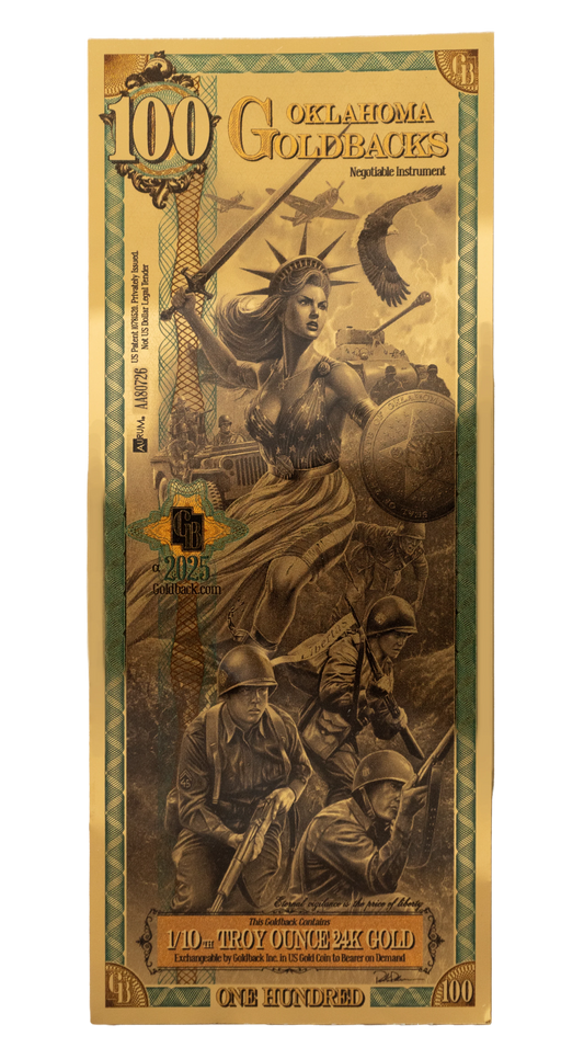 Oklahoma 1/10th Troy OZ 24KT Gold (100) 2025