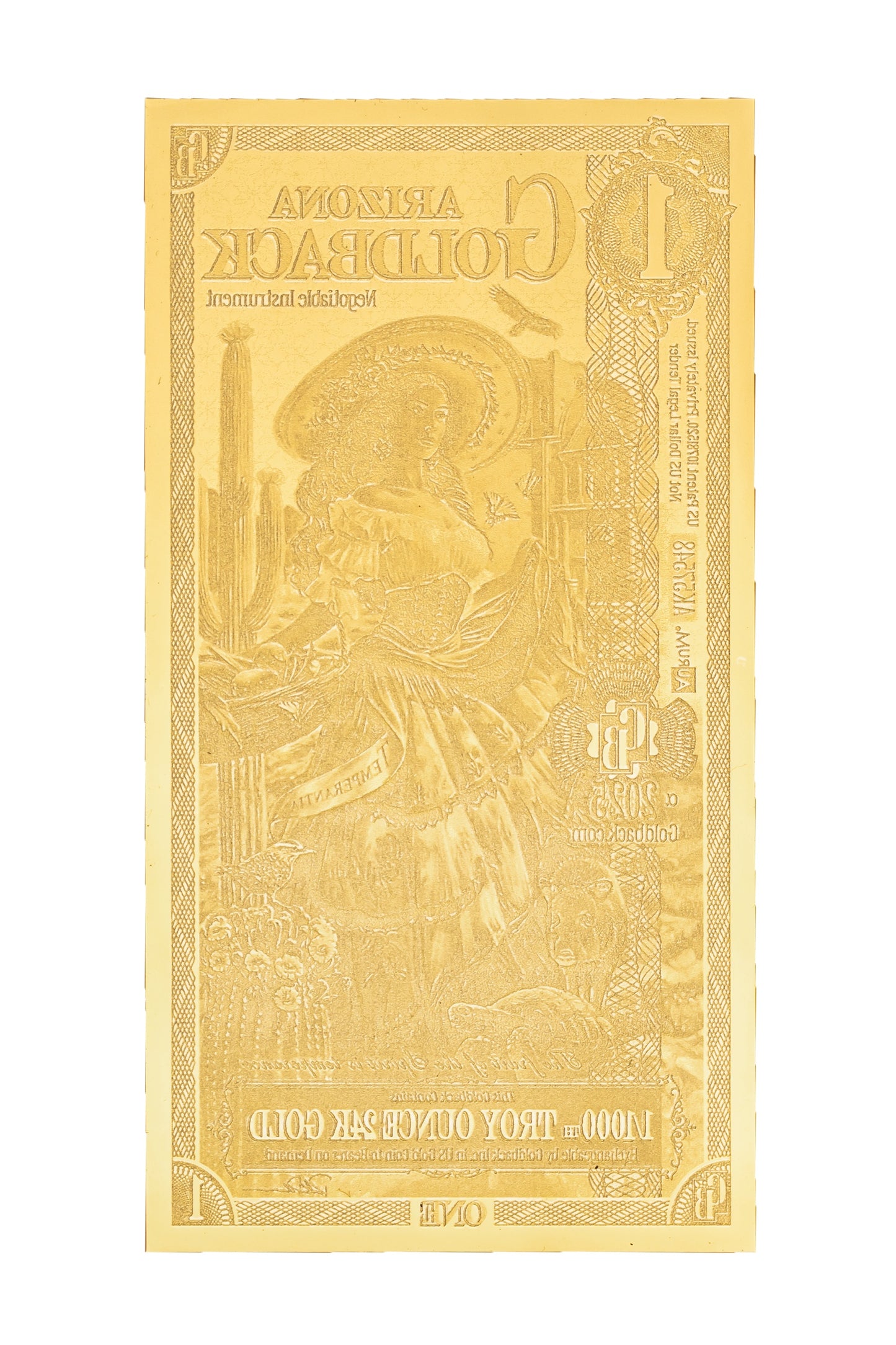 1 Arizona Goldback Gold Note — .9999 Fine 24k Gold Goldback