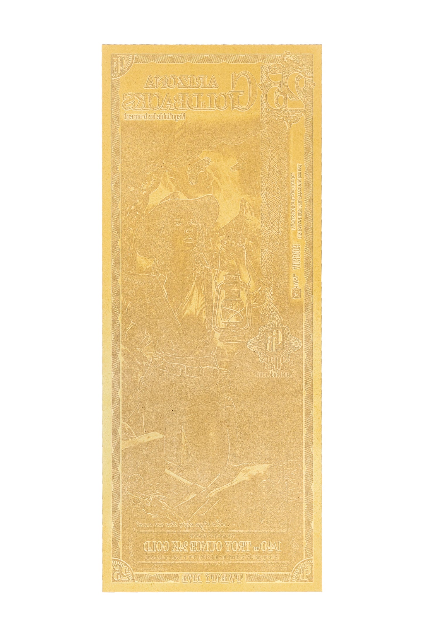 25 Arizona Goldback Gold Note — .9999 Fine 24k Gold Goldback