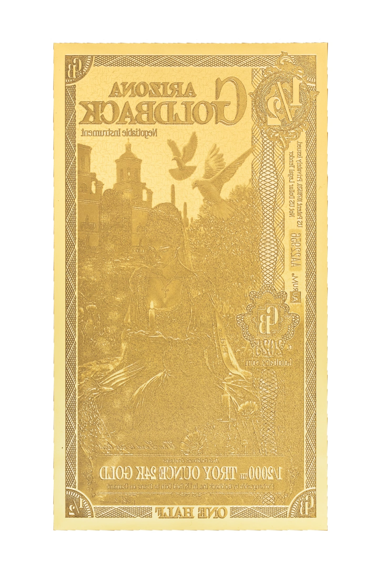 ½ Arizona Goldback Gold Note — .9999 Fine 24k Gold Goldback