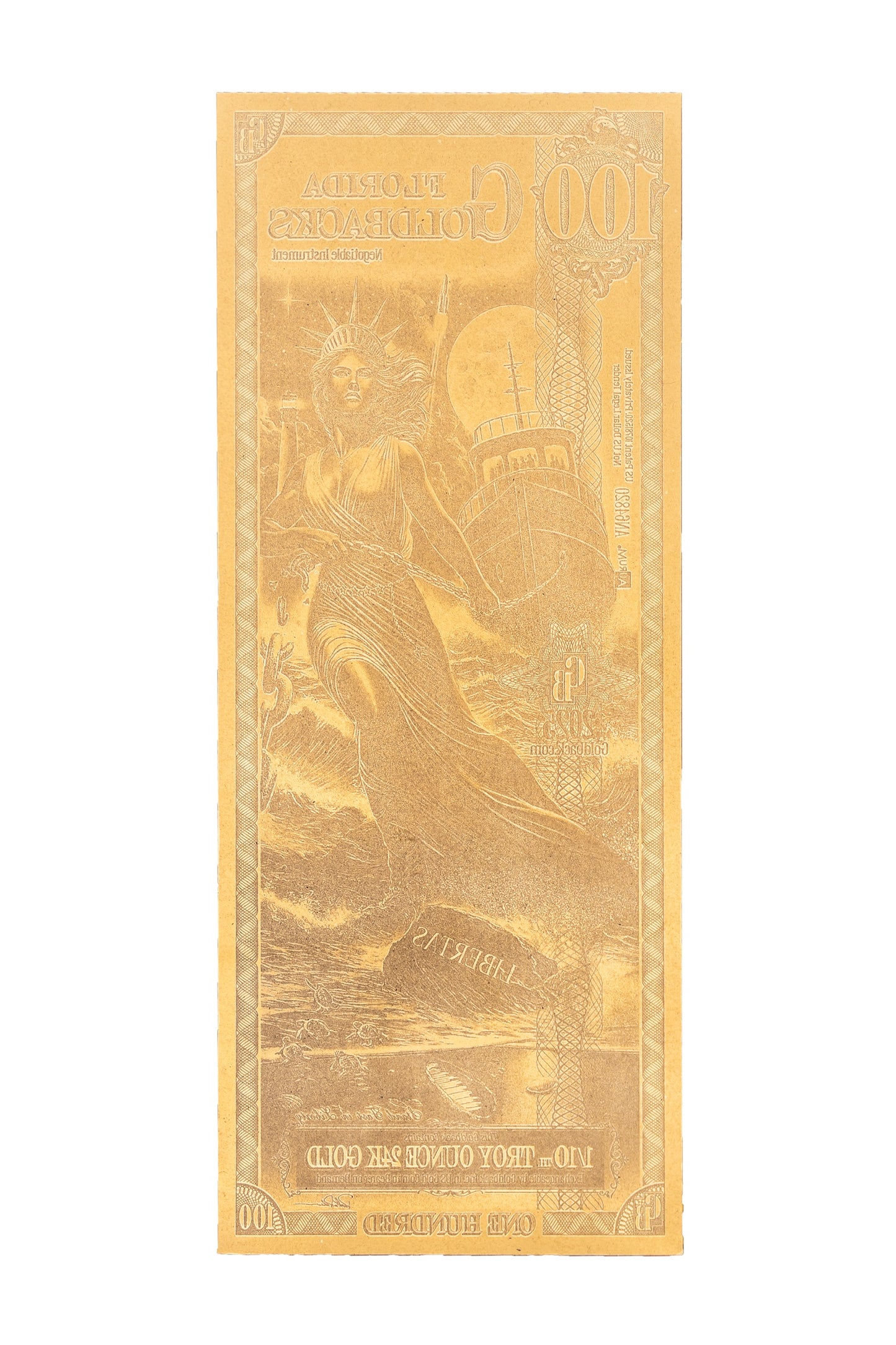 100 Florida Goldback Gold Note — .9999 Fine 24k Gold Goldback
