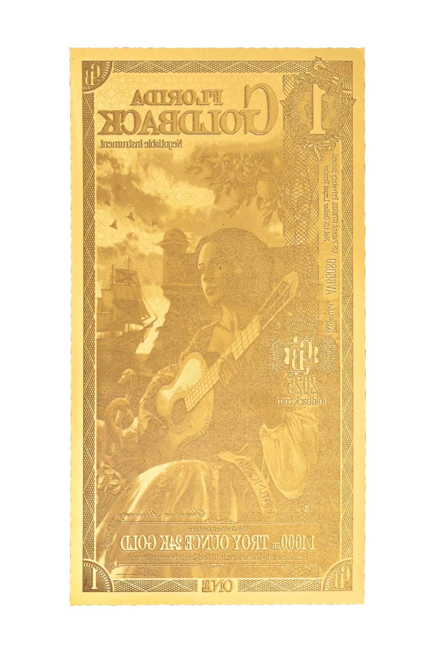 1 Florida Goldback Gold Note — .9999 Fine 24k Gold Goldback