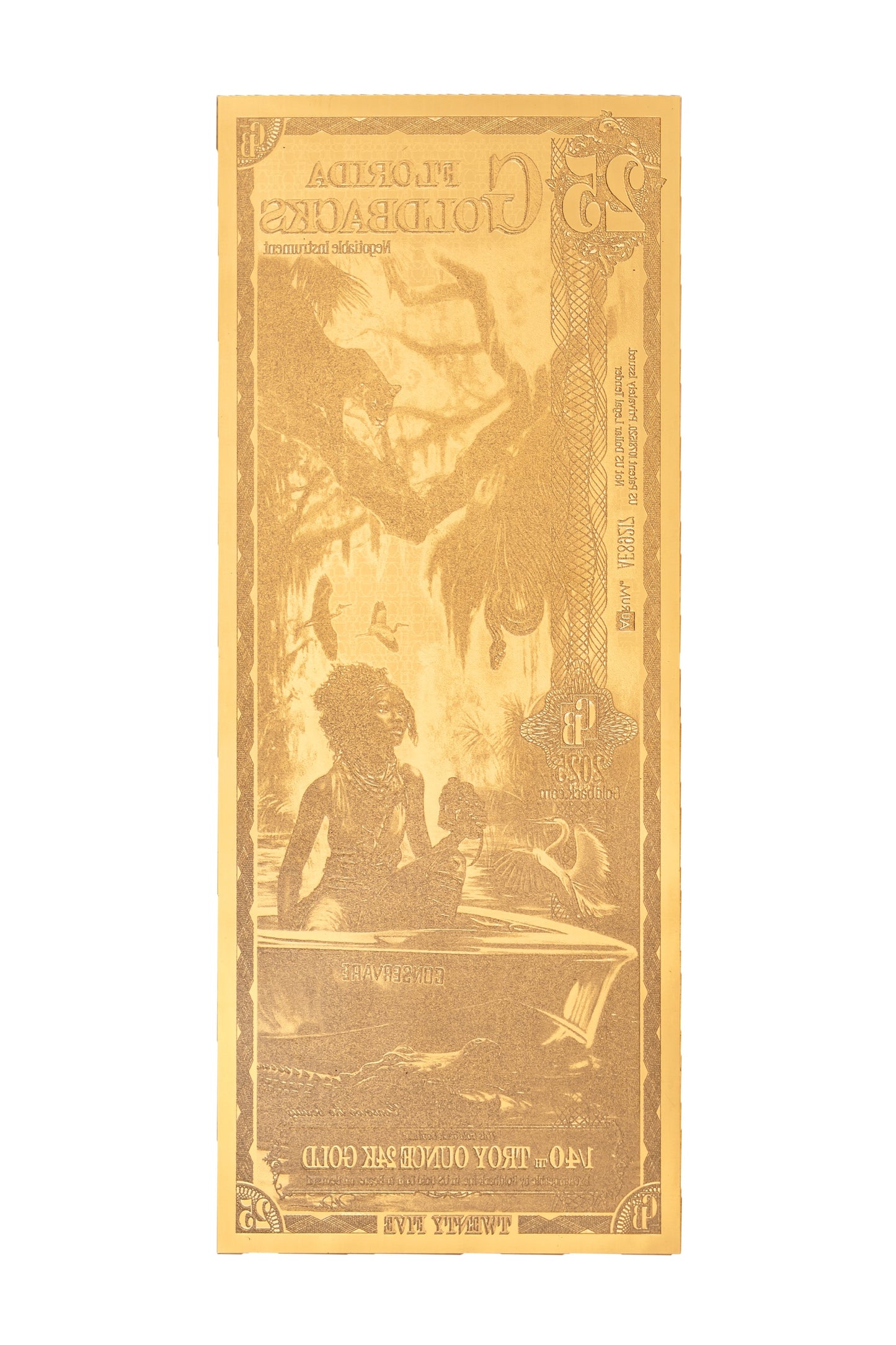 25 Florida Goldback Gold Note — .9999 Fine 24k Gold Goldback