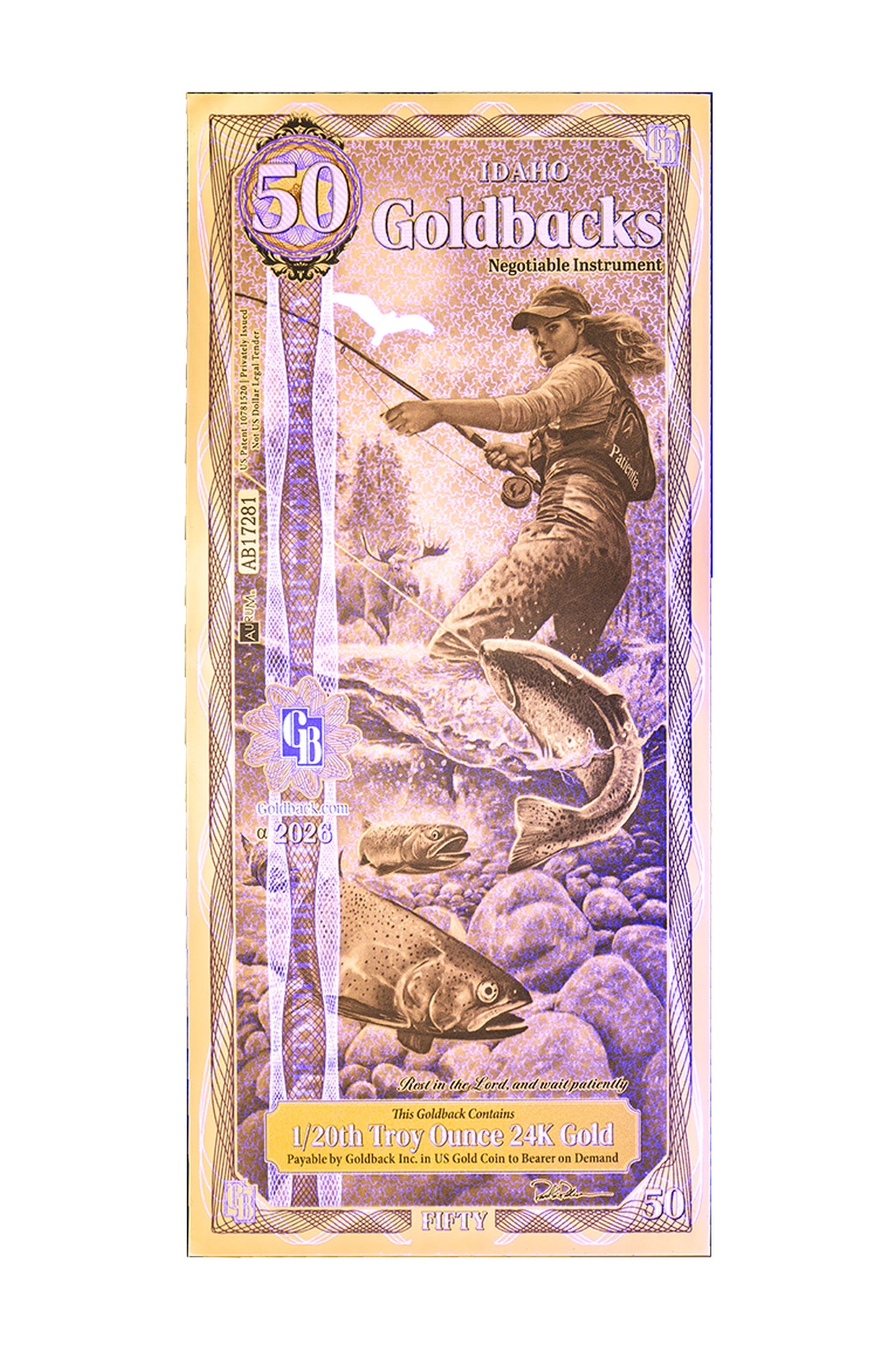 50 Idaho Goldback Gold Note — .9999 Fine 24k Gold Goldback