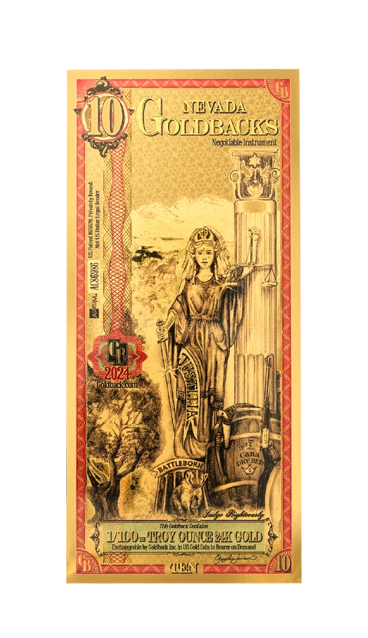 Nevada 1/100 Troy OZ oro de 24 quilates (10)