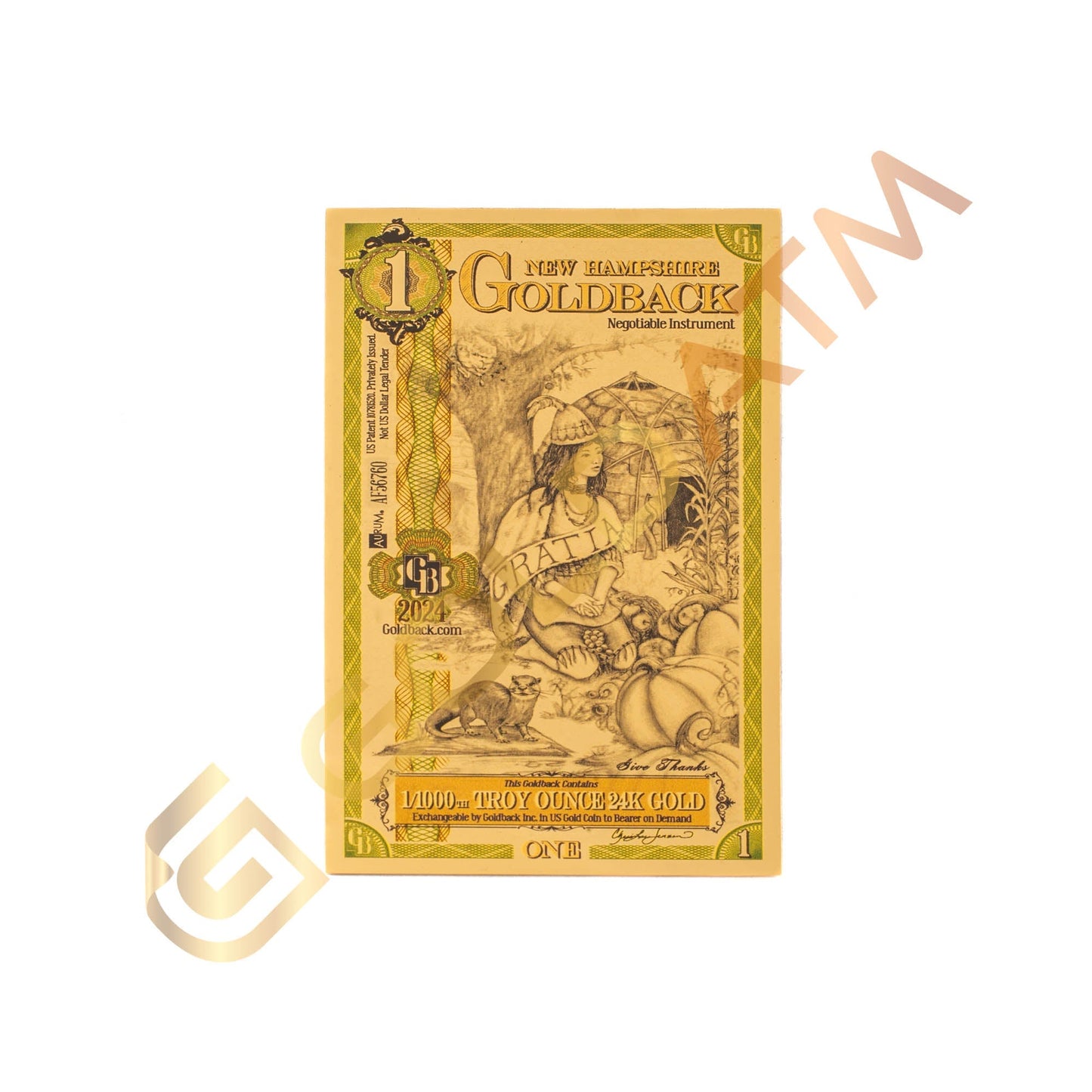 New Hampshire 1/1000 Troy OZ Oro de 24 quilates (1)
