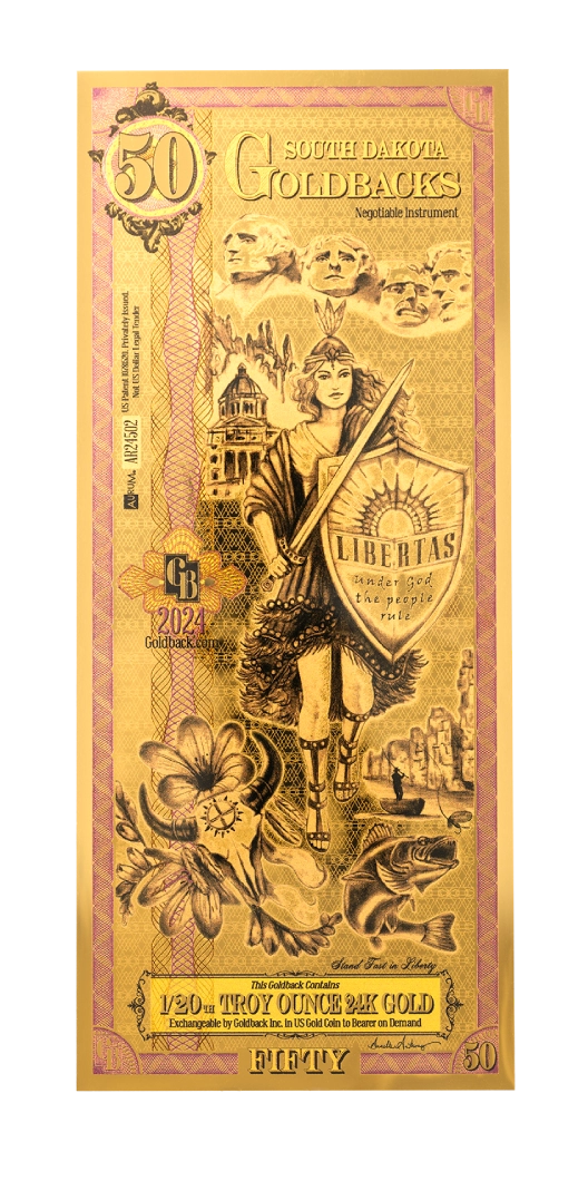 South Dakota 1/20th Troy OZ 24KT Gold (50) 2024