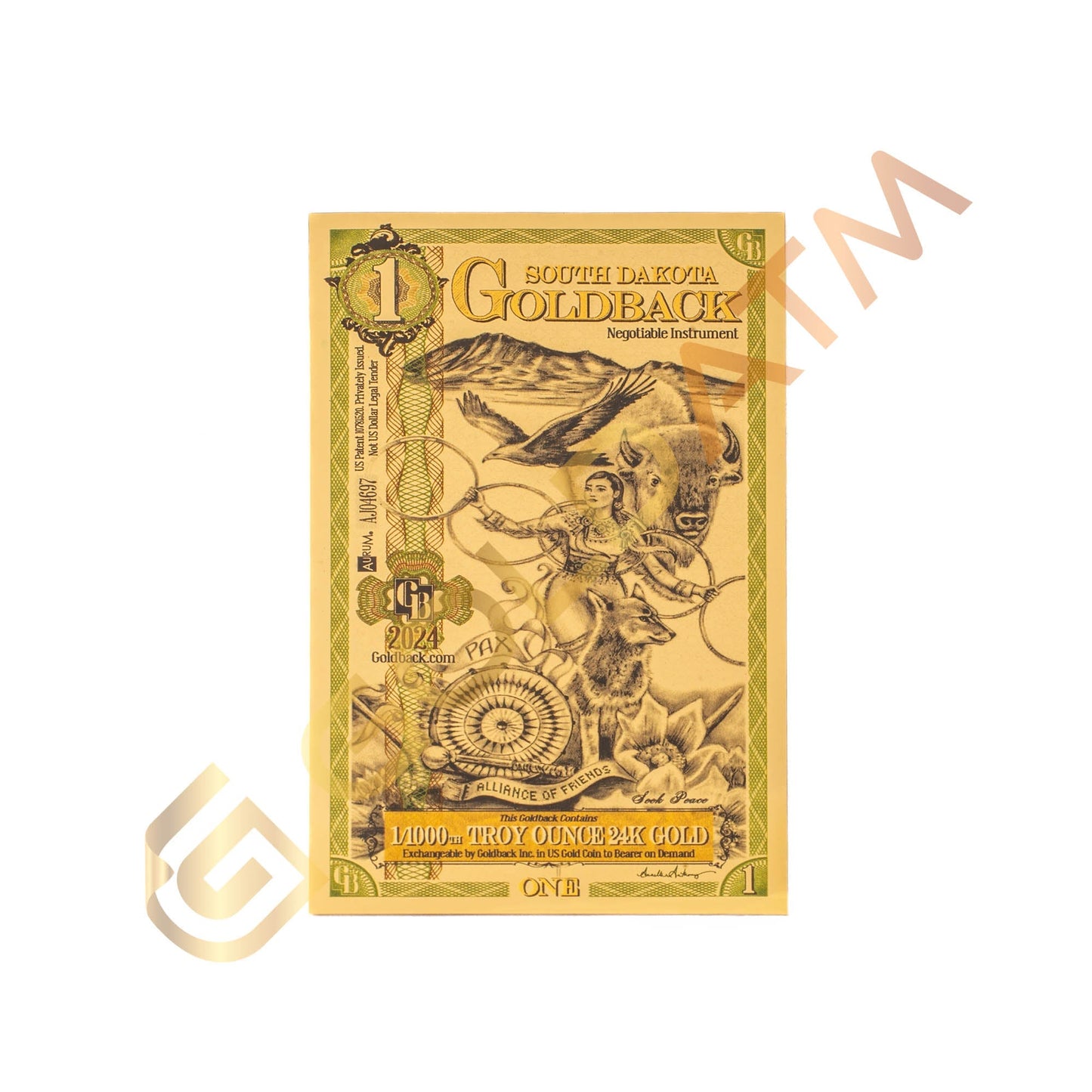 Dakota del Sur 1/1000 Troy OZ Oro de 24 quilates (1)
