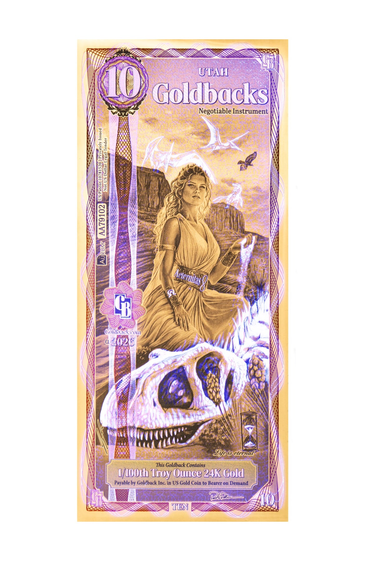 10 Utah Goldback Gold Note (2026 Alpha) — 24k Gold Goldback