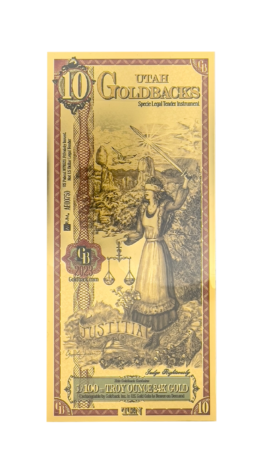 Utah 1/100th Troy OZ 24KT Gold (10) 2023