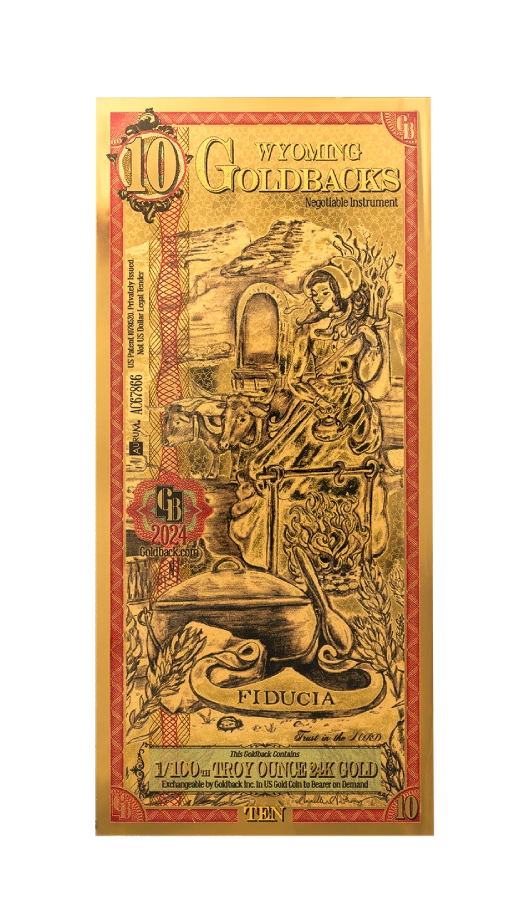 Wyoming 1/100th Troy OZ 24KT Gold (10) 2024