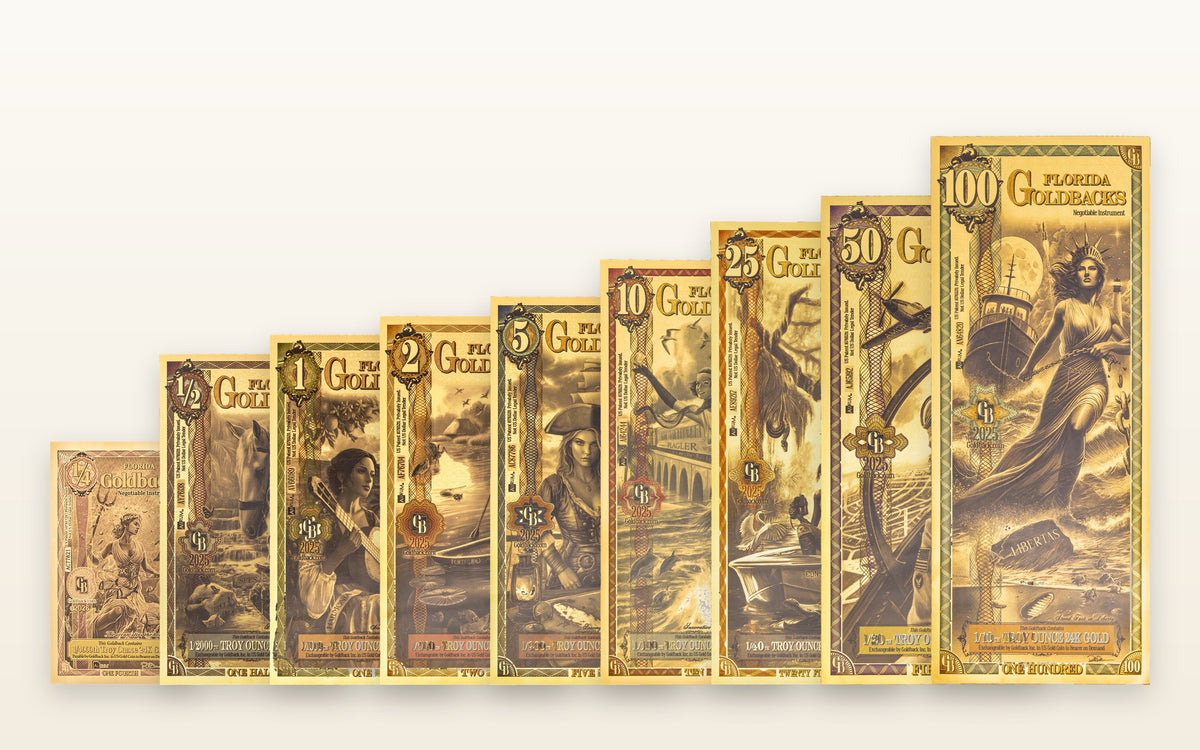 Florida Complete Set — all 9 Goldback denominations ¼ through 100