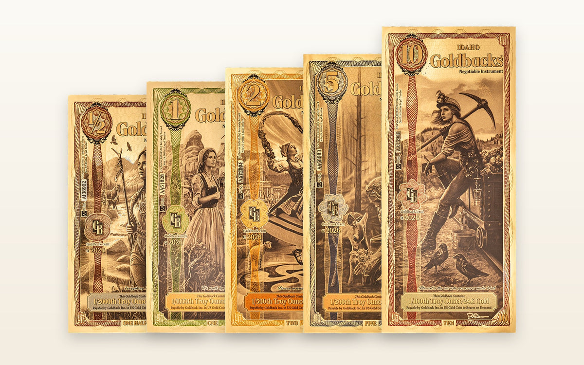 Idaho 5-Note Starter Set — ½, 1, 2, 5, 10 Goldbacks