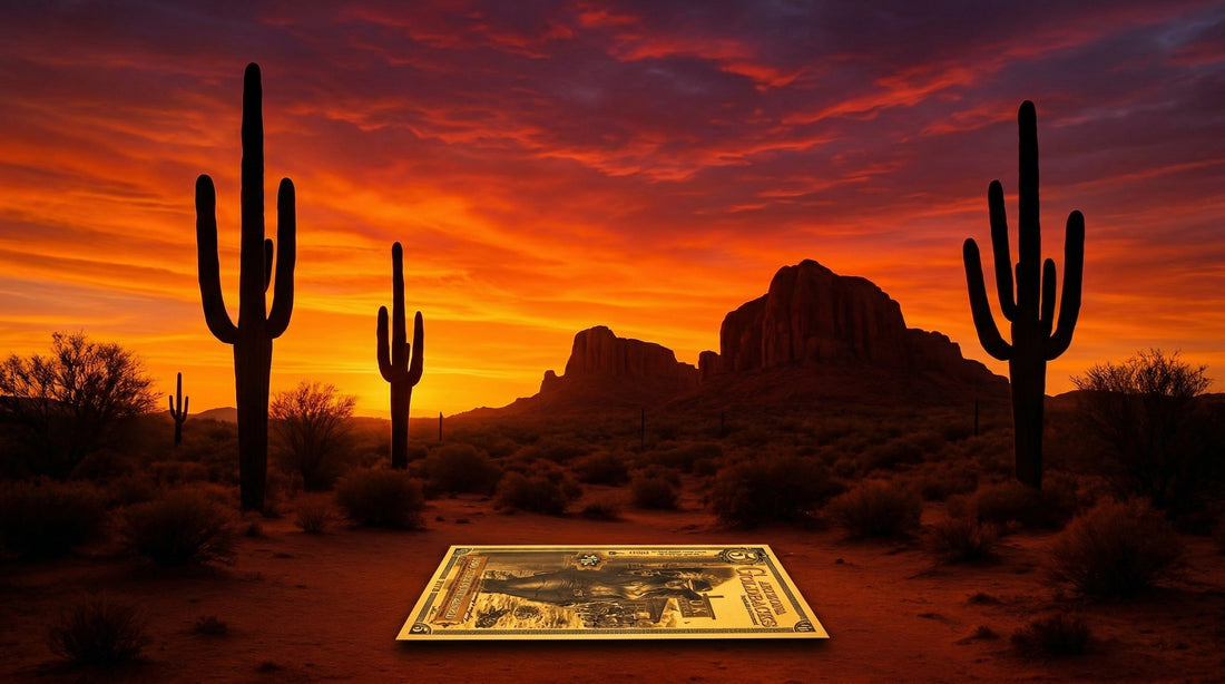 Arizona Goldback series — saguaro cactus desert at sunset