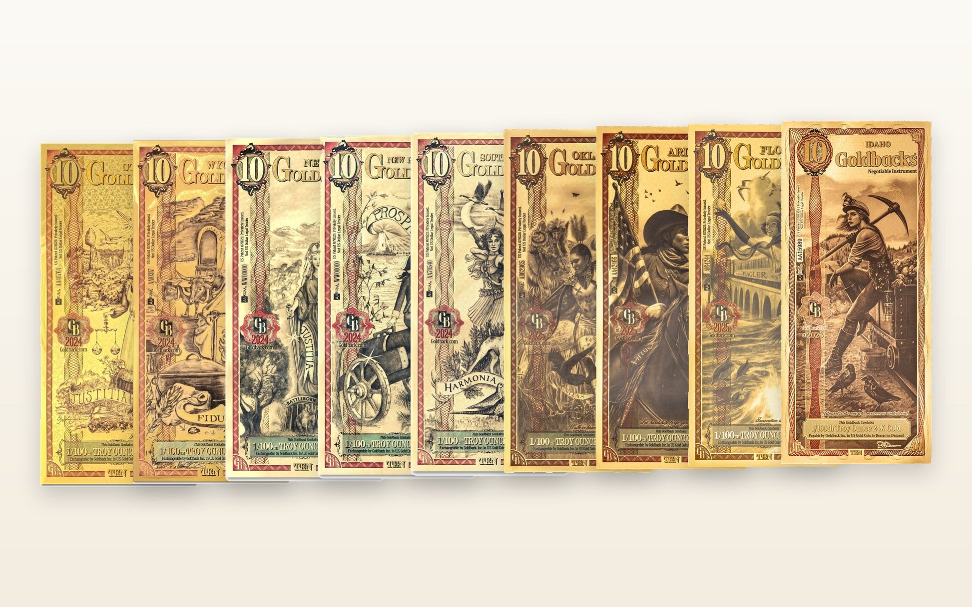 10 Goldback — All States Set