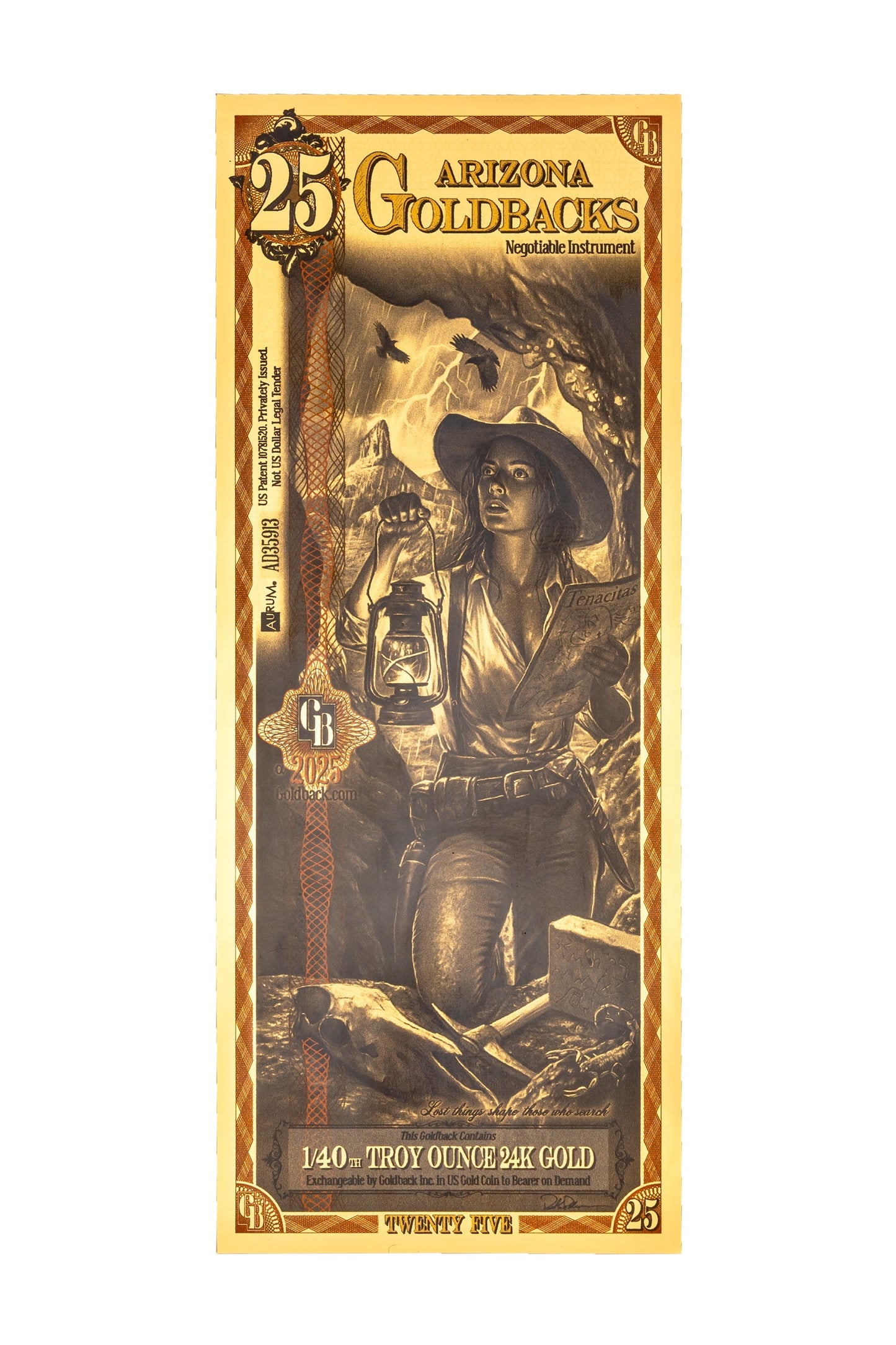 25 Arizona Goldback Gold Note