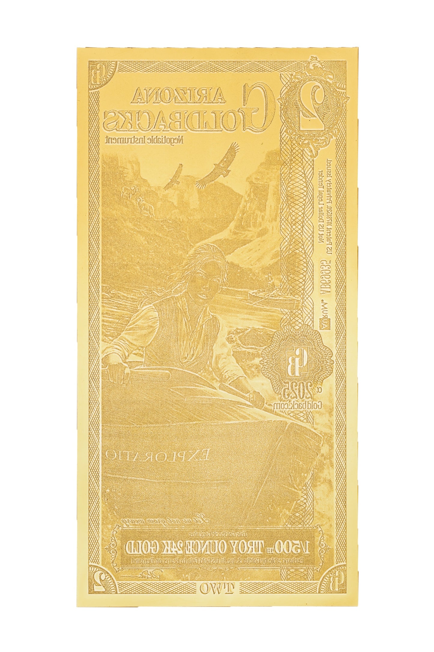 2 Arizona Goldback Gold Note — .9999 Fine 24k Gold Goldback