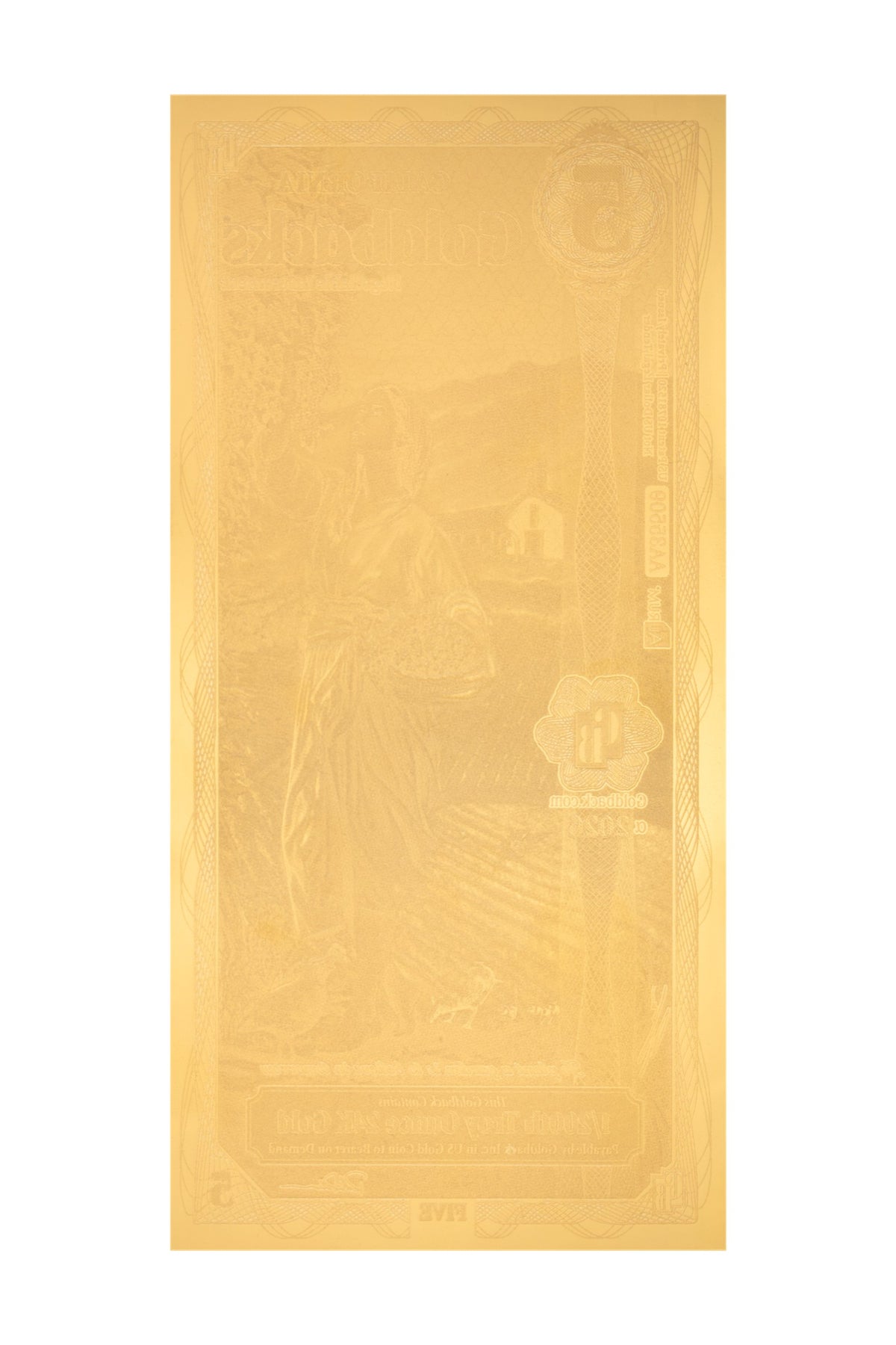 5 California Goldback Gold Note — .9999 Fine 24k Gold Goldback