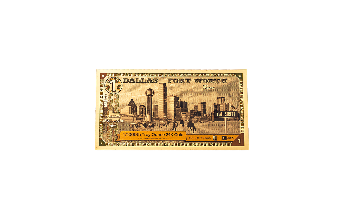 Dallas 1/1000th Troy OZ 24KT Gold (1)
