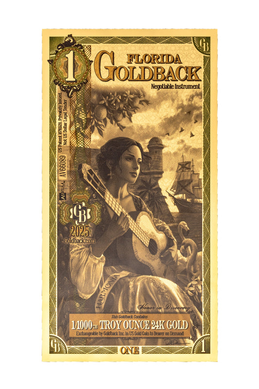 1 Florida Goldback Gold Note