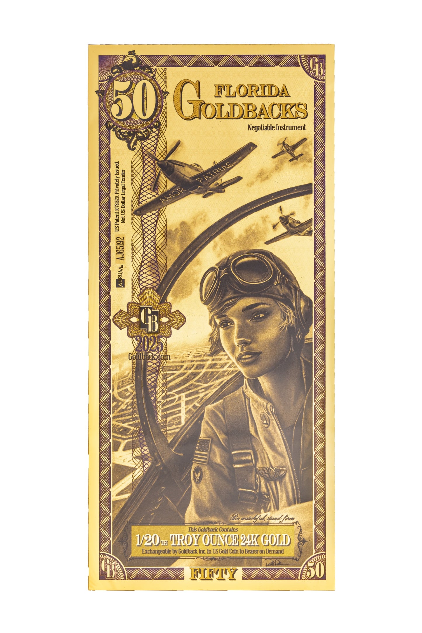 50 Florida Goldback Gold Note