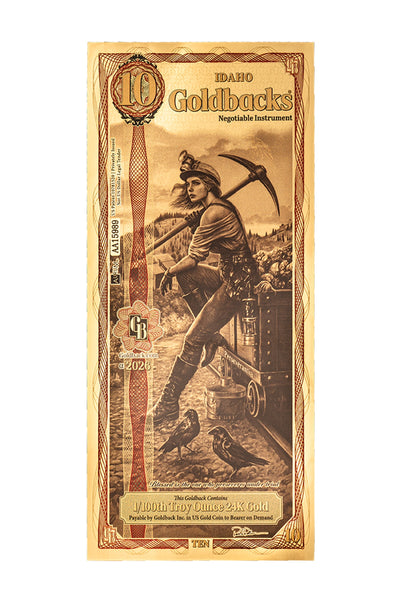 10 Idaho Goldback Gold Note