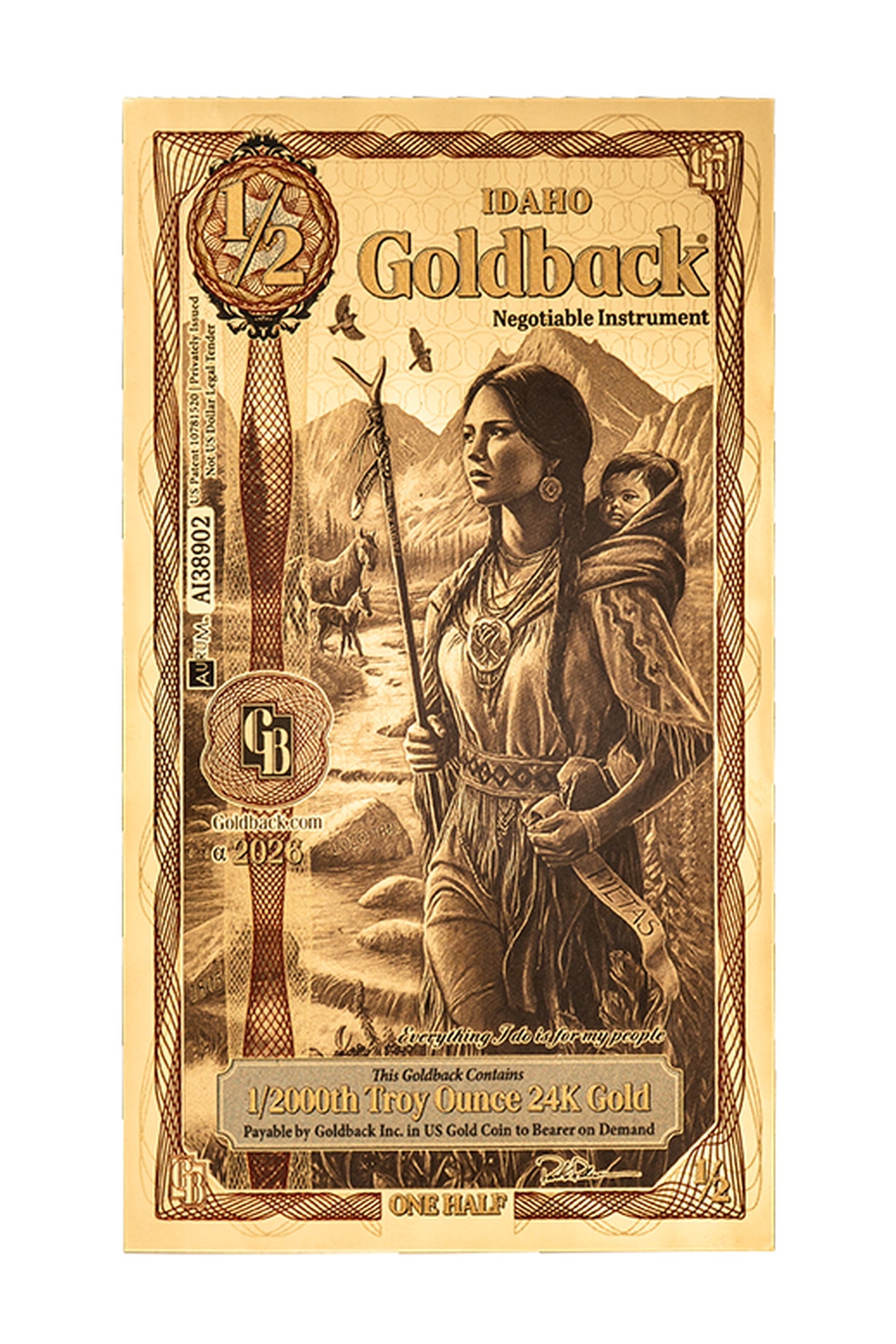 ½ Idaho Goldback Gold Note