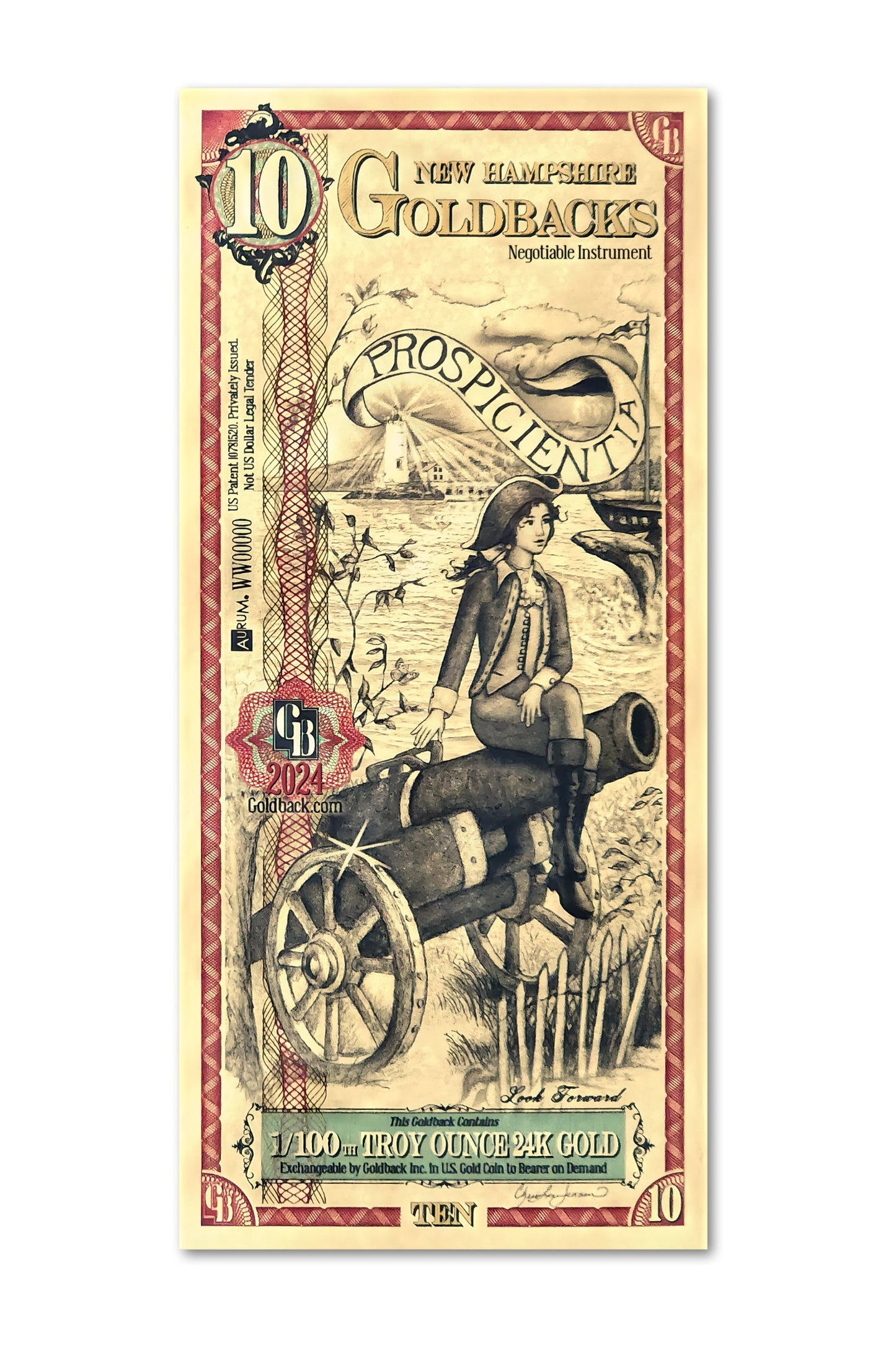 New Hampshire 1/100 Troy OZ oro de 24 quilates (10)