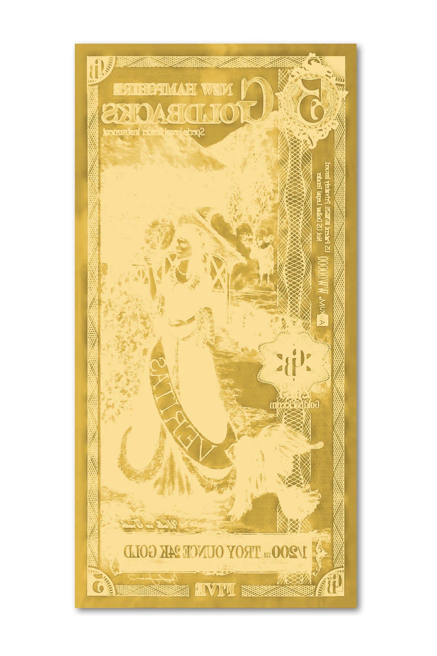 5 New Hampshire Goldback Gold Note