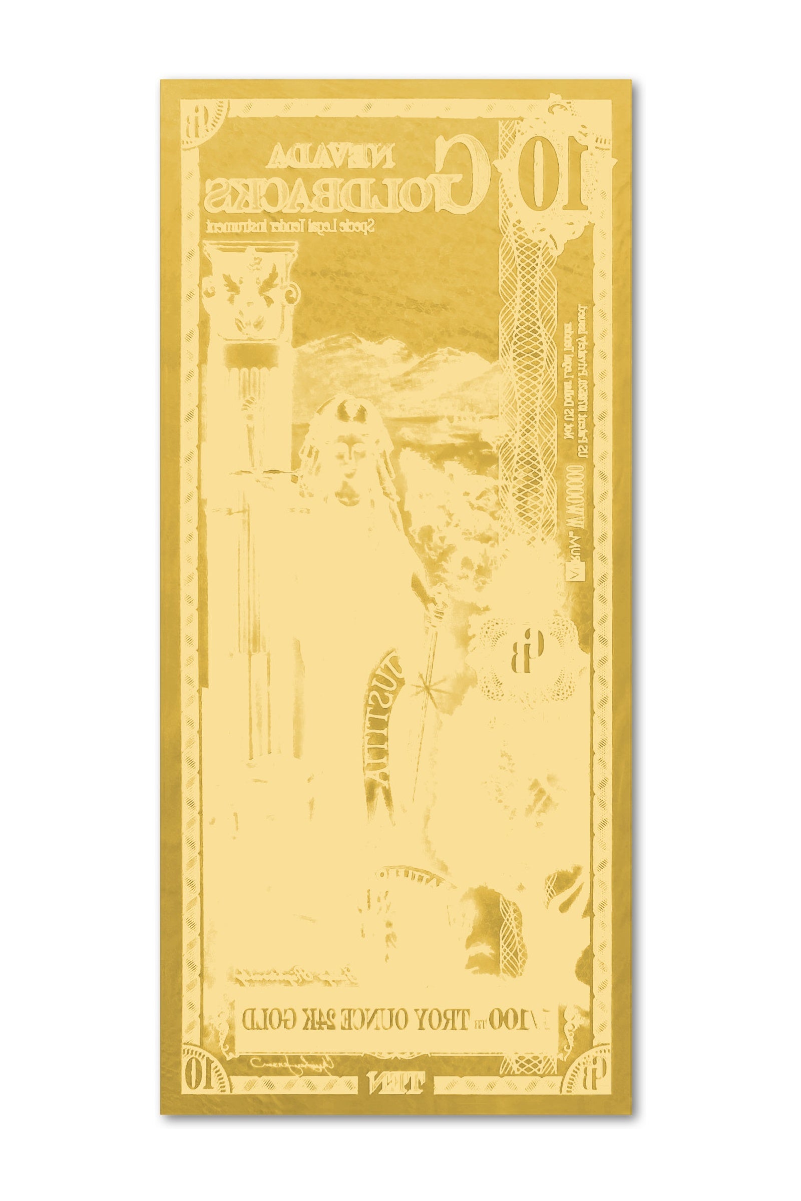 10 Nevada Goldback Gold Note — .9999 Fine 24k Gold Goldback