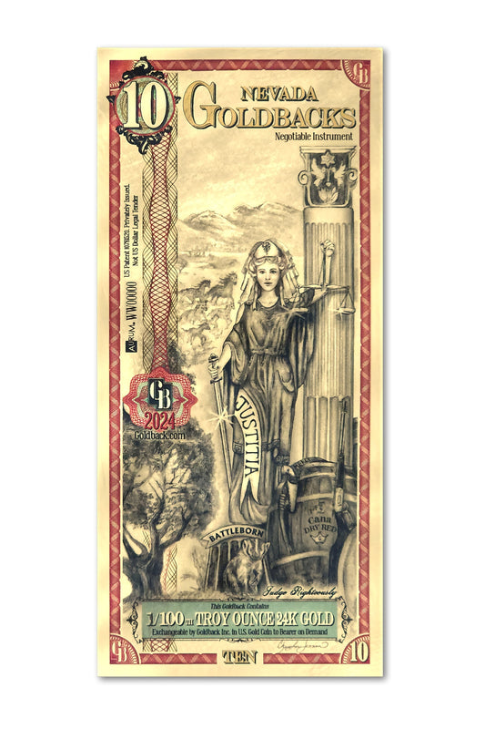 Nevada 1/100 Troy OZ oro de 24 quilates (10) 