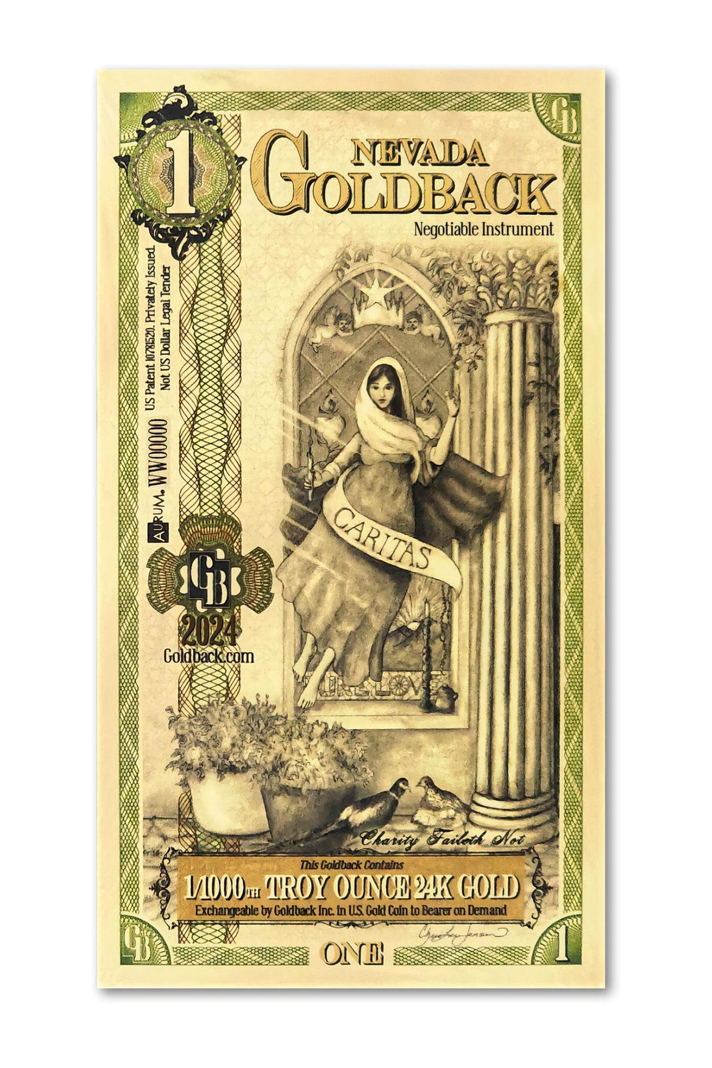 Nevada 1/1000 Troy OZ Oro de 24 quilates (1) 