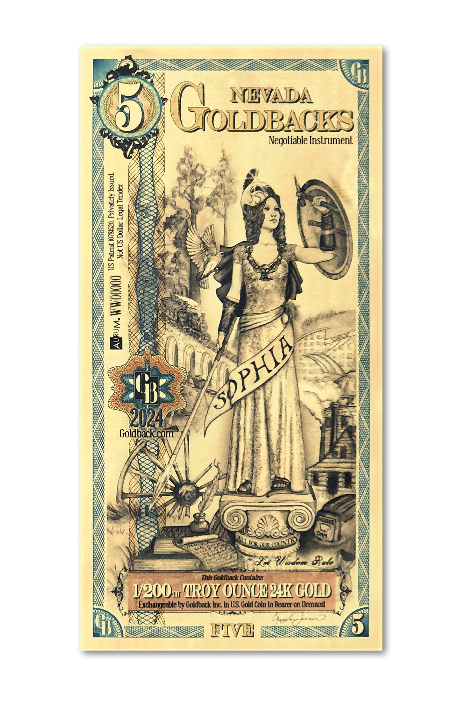 ☆☆ネバダ地域純金ノート５GOLDBACK１５５mg☆☆ Buy 5 Nevada Goldback | 1/200 Oz .9999 24k Gold – GoldATM