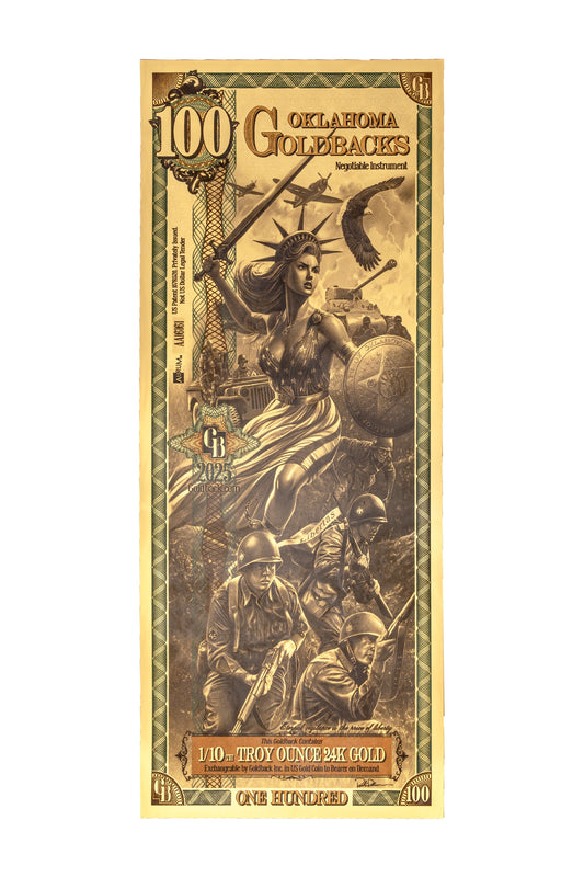 100 Oklahoma Goldback Gold Note