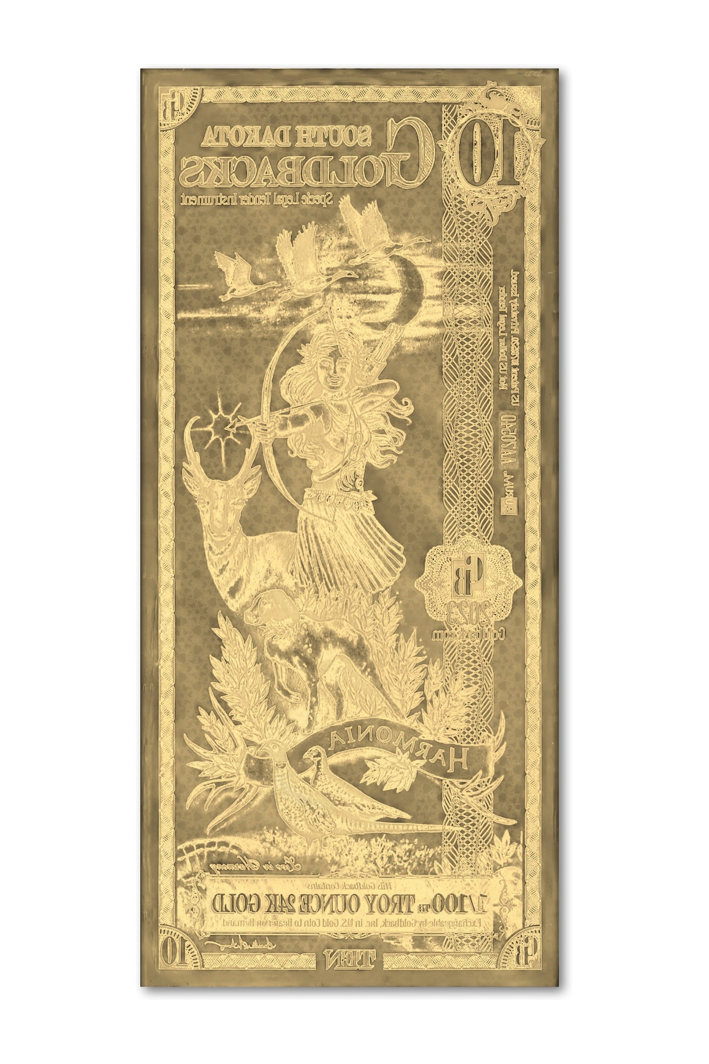 10 South Dakota Goldback Gold Note