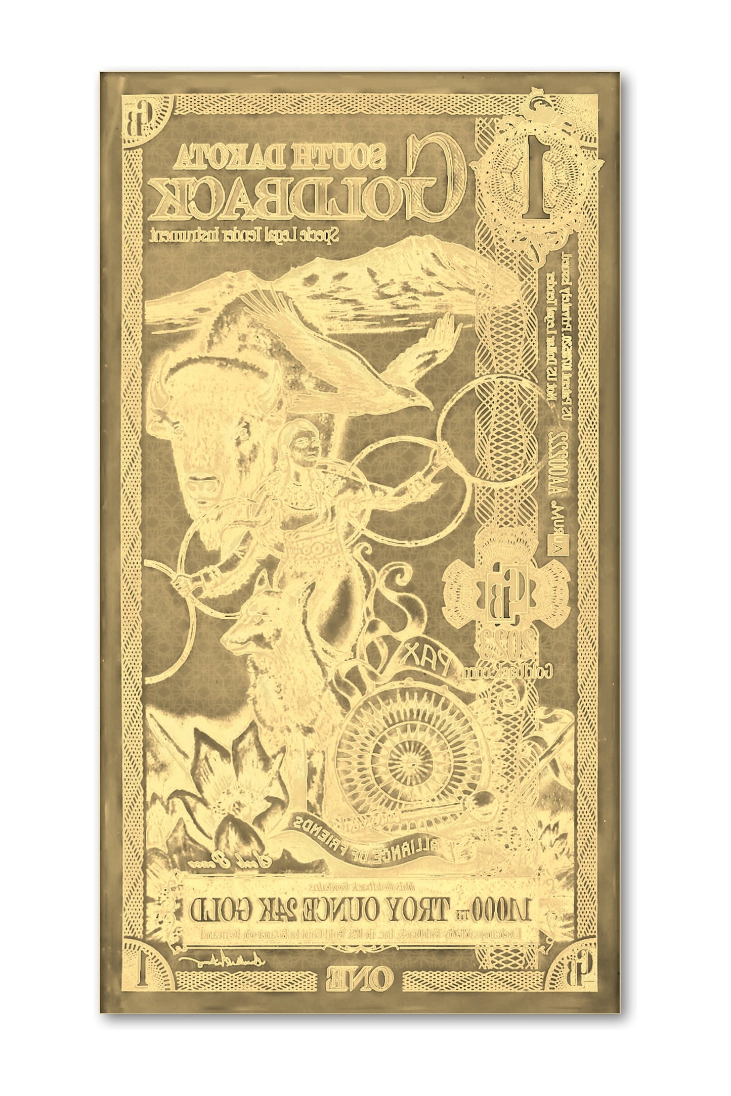 Dakota del Sur 1/1000 Troy OZ Oro de 24 quilates (1)