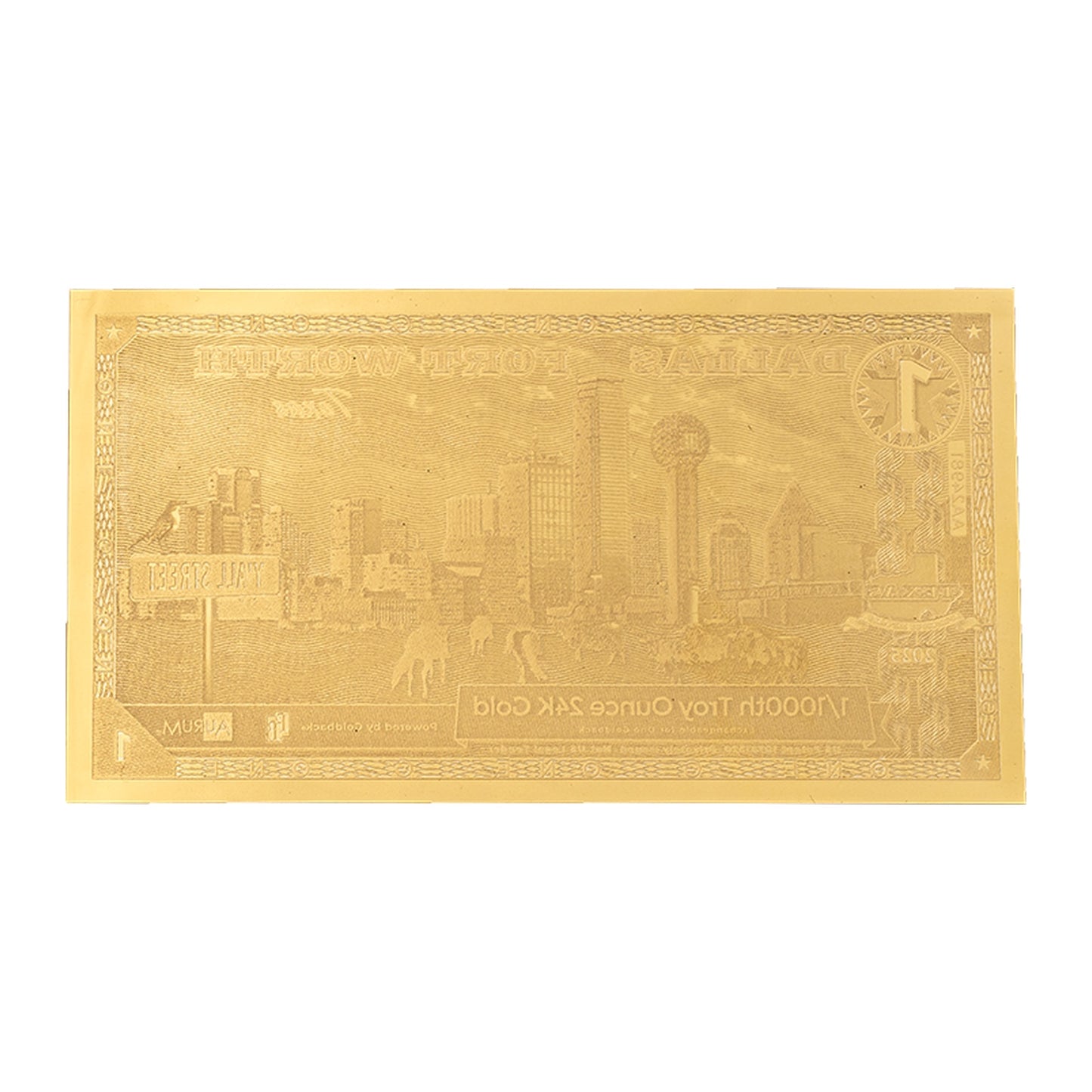 1 Dallas Goldback Gold Note — .9999 Fine 24k Gold Goldback
