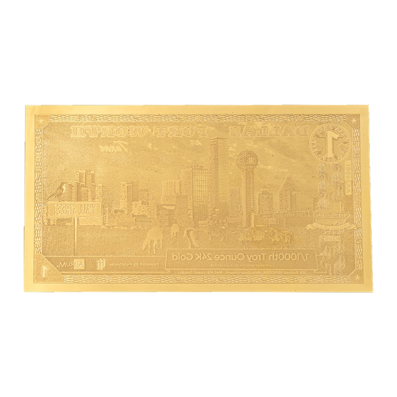 1 Dallas Goldback Gold Note — .9999 Fine 24k Gold Goldback
