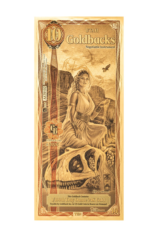 10 Utah Goldback Gold Note (2026 Alpha) — 24k Gold Goldback