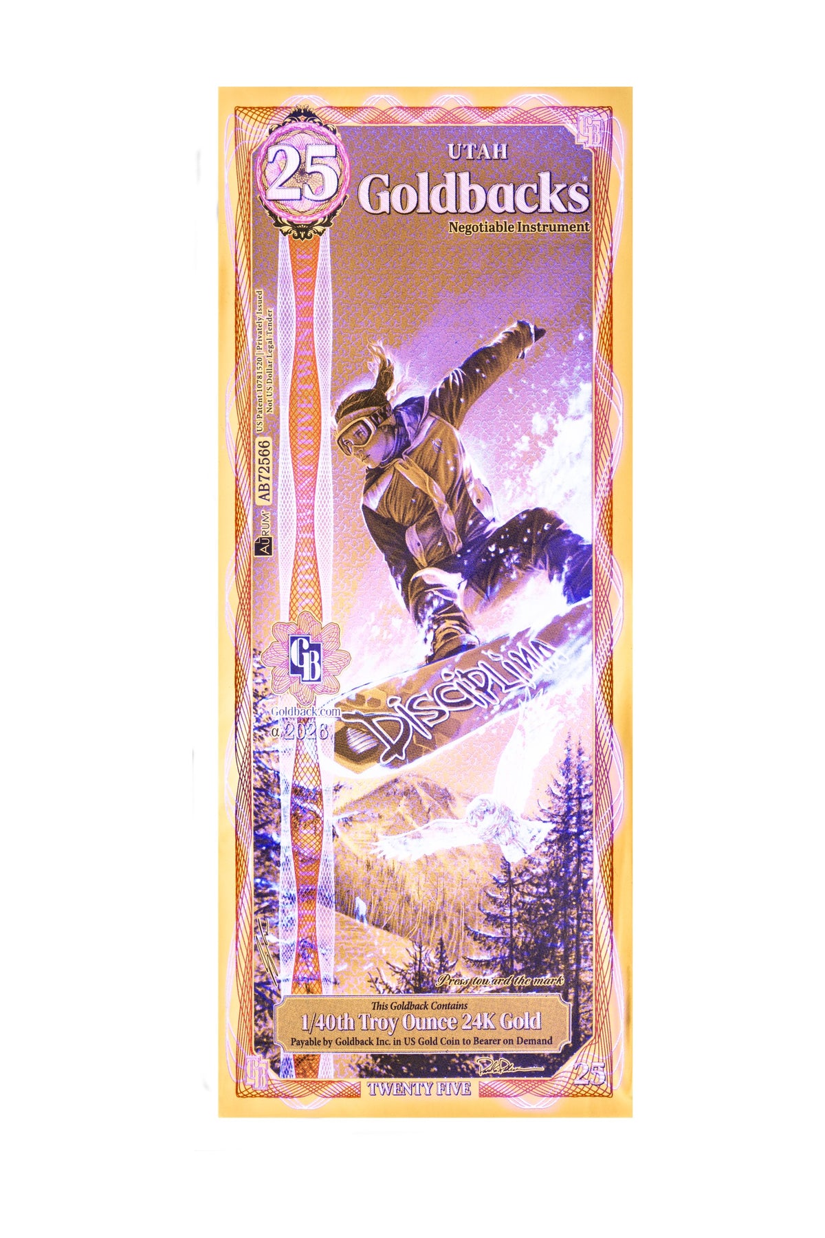 25 Utah Goldback Gold Note (2026 Alpha) — 24k Gold Goldback