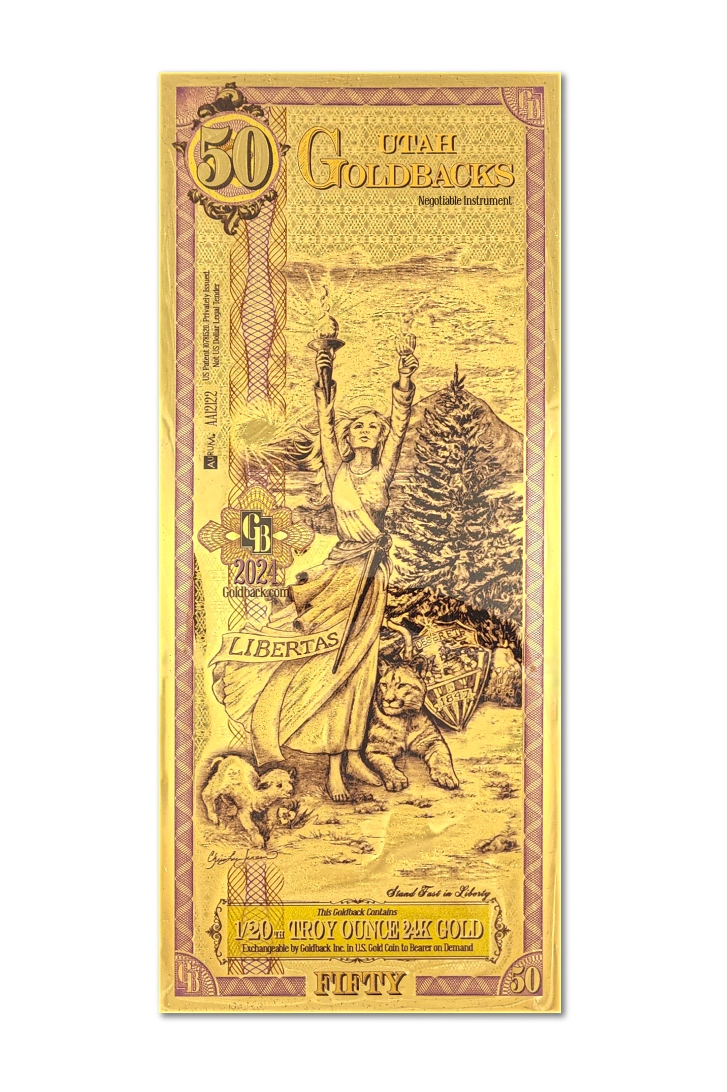 50 Utah Goldback Gold Note