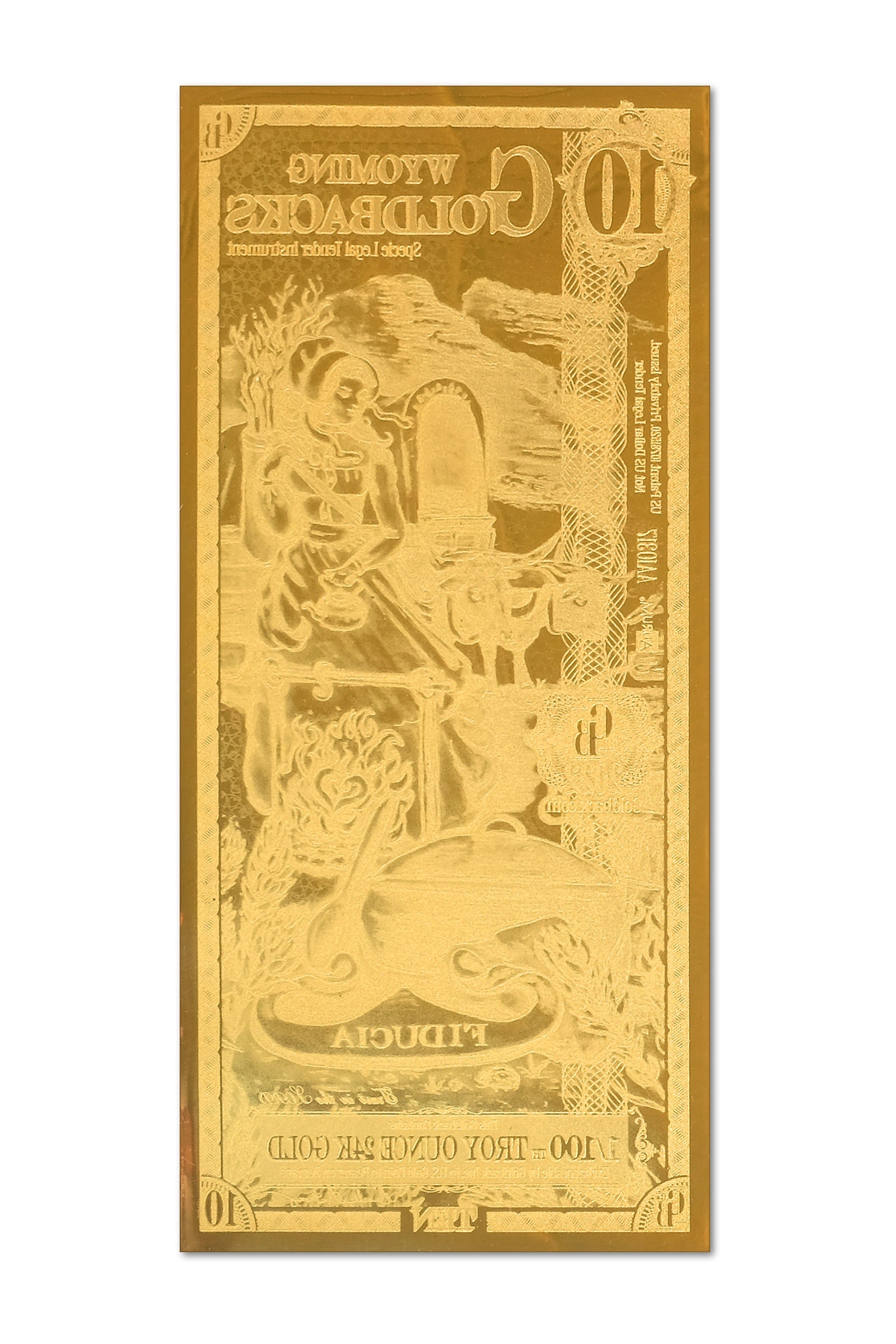 10 Wyoming Goldback Gold Note — .9999 Fine 24k Gold Goldback