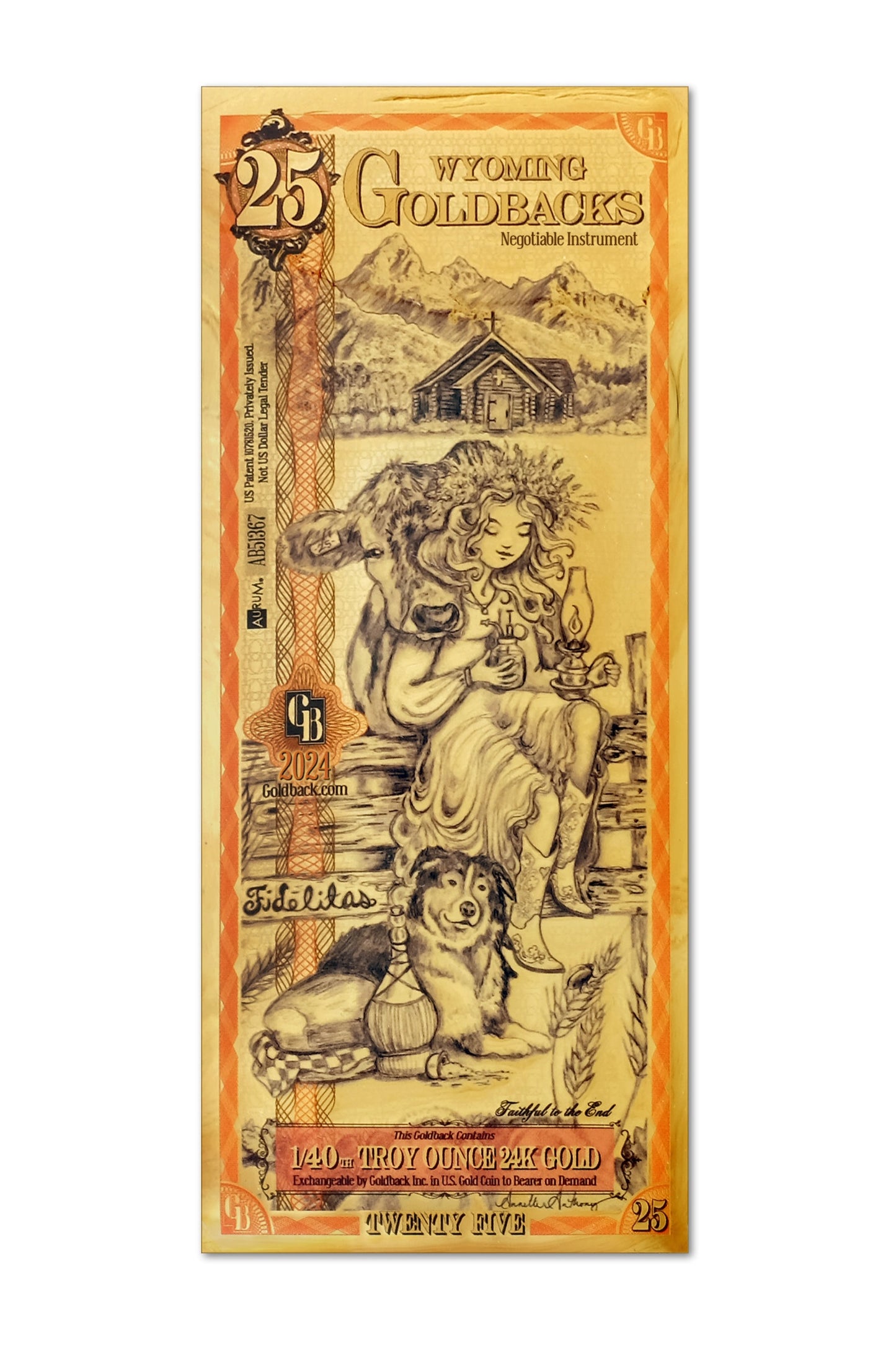 25 Wyoming Goldback Gold Note