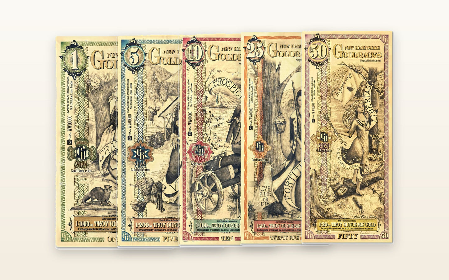 New Hampshire Complete Set — complete Goldback set