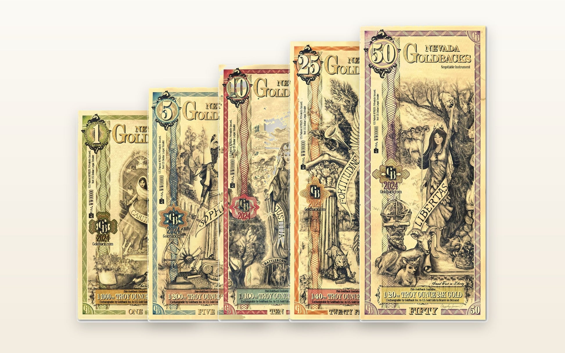 Nevada Complete Set — 1 through 50 Goldbacks