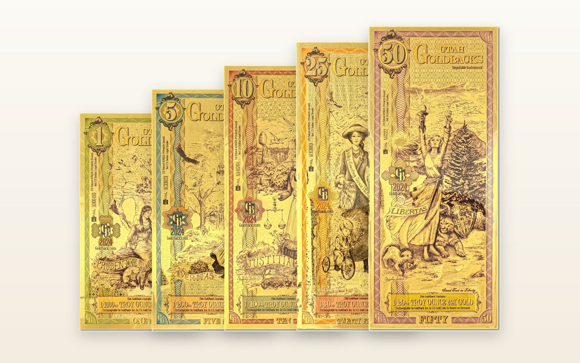 Utah Complete Set — 1 through 50 Goldbacks